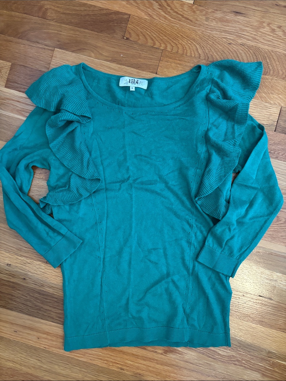 Tibi Ruffle-Shoulder Sweater